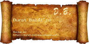 Durst Balázs névjegykártya